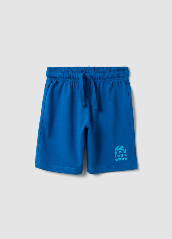 OVS Blue Organic Cotton Shorts With Elasticated Waist