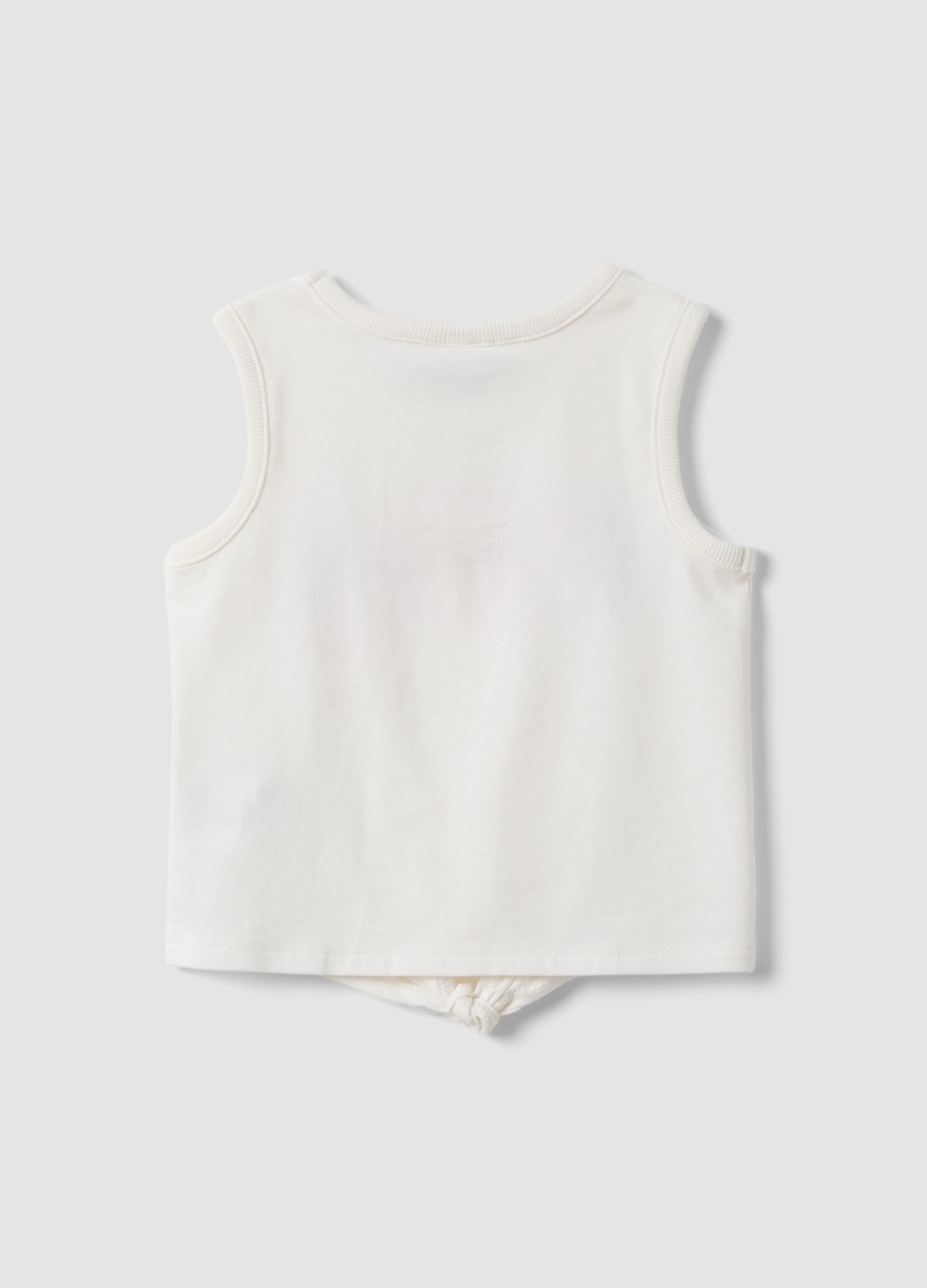 OVS White Organic Cotton Tank Top With Front Tie Detail