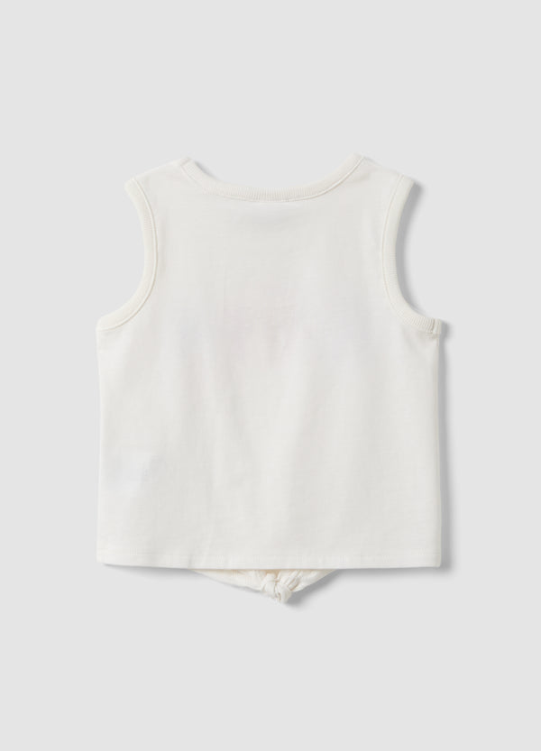 OVS White Organic Cotton Tank Top With Front Tie Detail