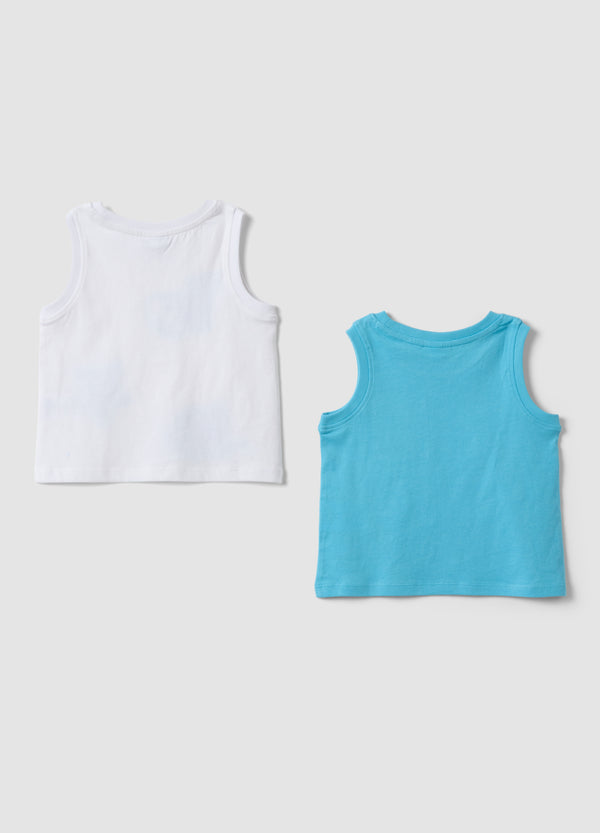 OVS 2-Pack Of Light Blue Pure Cotton Tank Tops