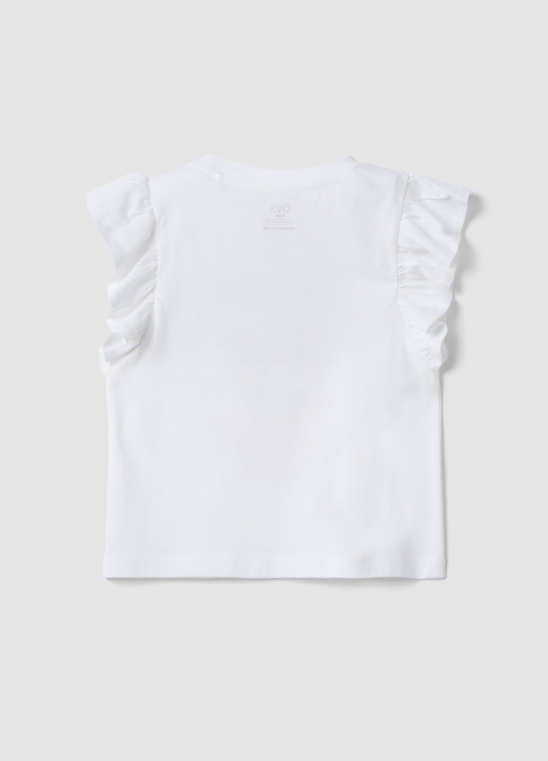 OVS White Organic Cotton Tank Top With Ruffle Sleeves