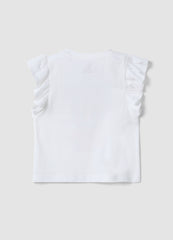 OVS White Organic Cotton Tank Top With Ruffle Sleeves