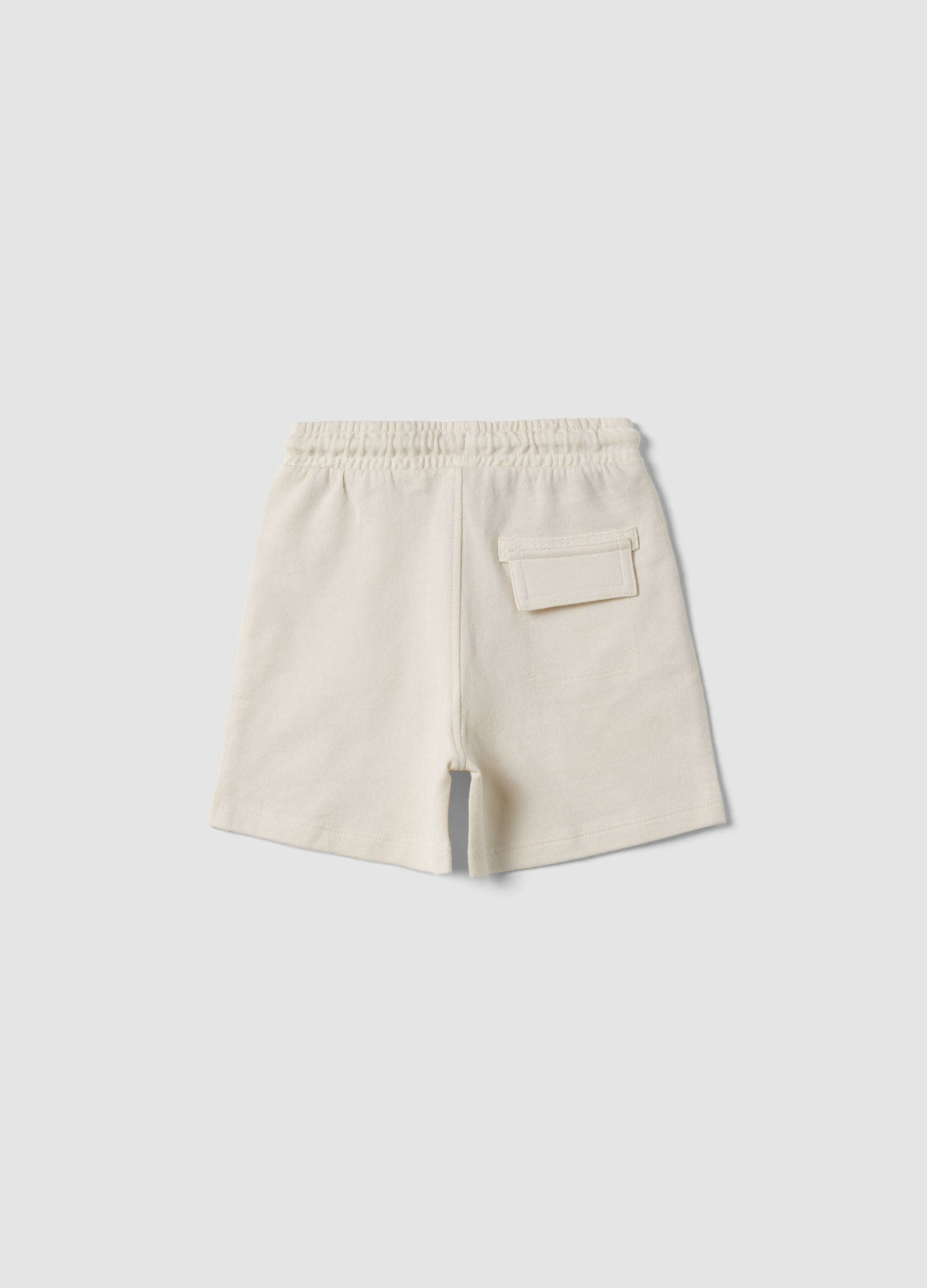 OVS Beige Pure Cotton Shorts With Elasticated Waist For Boys, Relaxed Fit