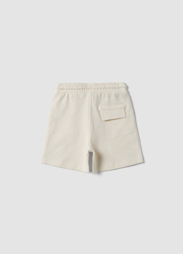 OVS Beige Pure Cotton Shorts With Elasticated Waist For Boys, Relaxed Fit