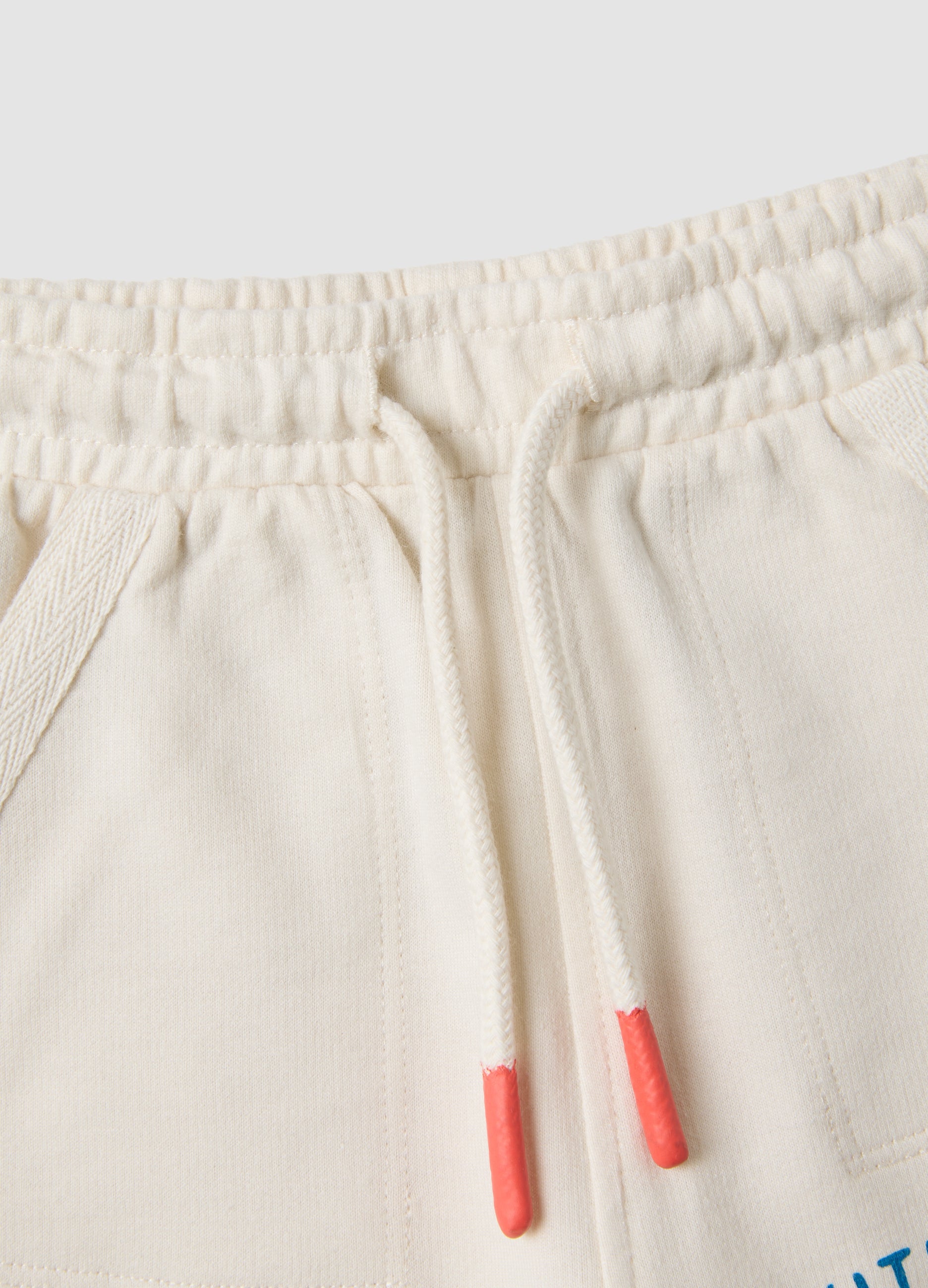 OVS Beige Pure Cotton Shorts With Elasticated Waist For Boys, Relaxed Fit