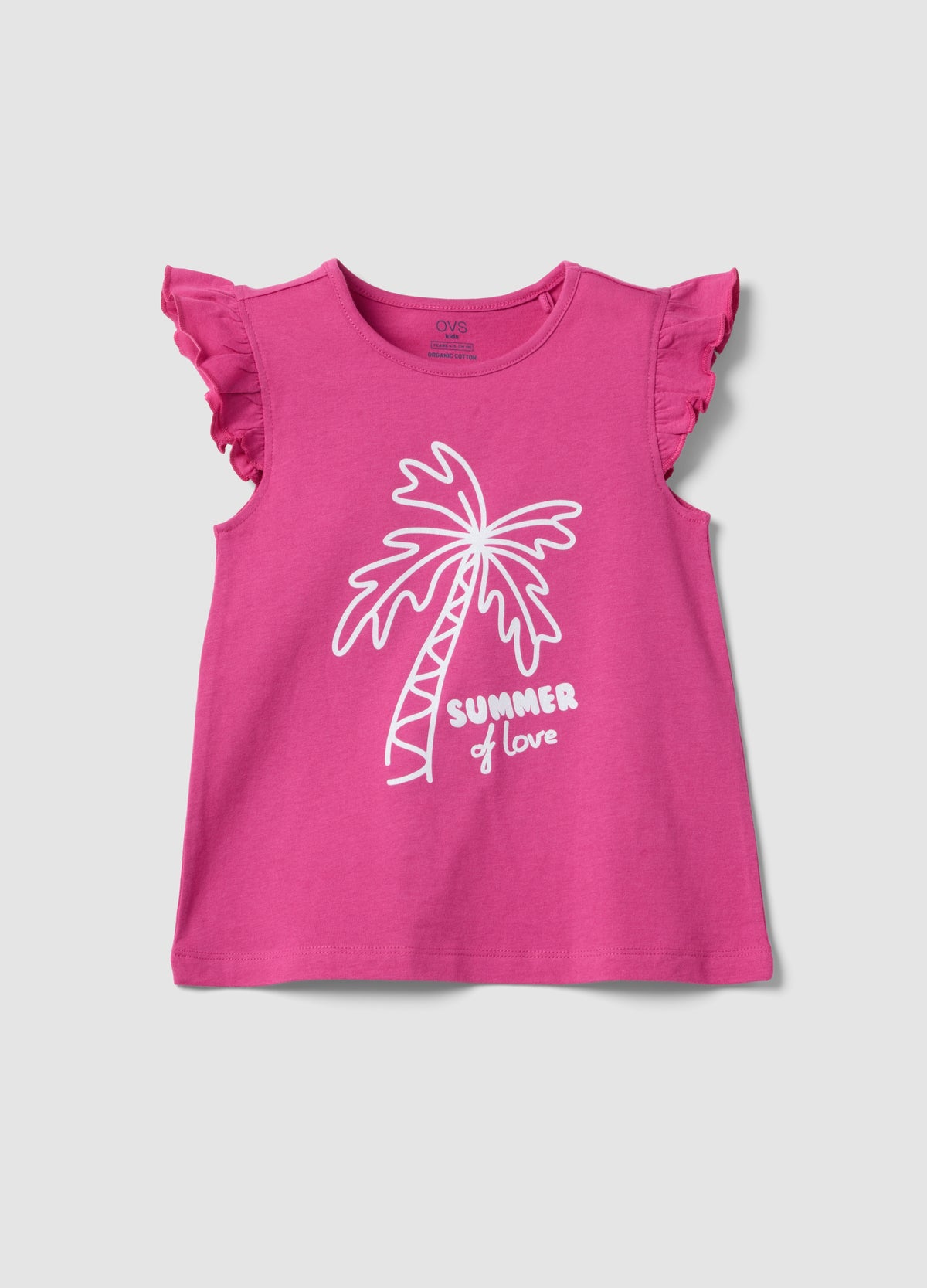 OVS Pink Organic Cotton Tank Top With Ruffles