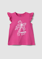 OVS Pink Organic Cotton Tank Top With Ruffles