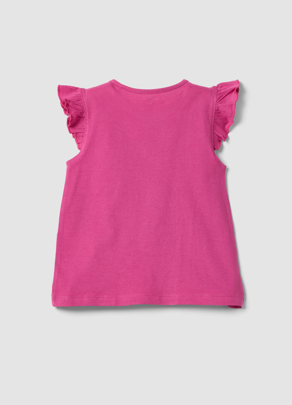 OVS Pink Organic Cotton Tank Top With Ruffles