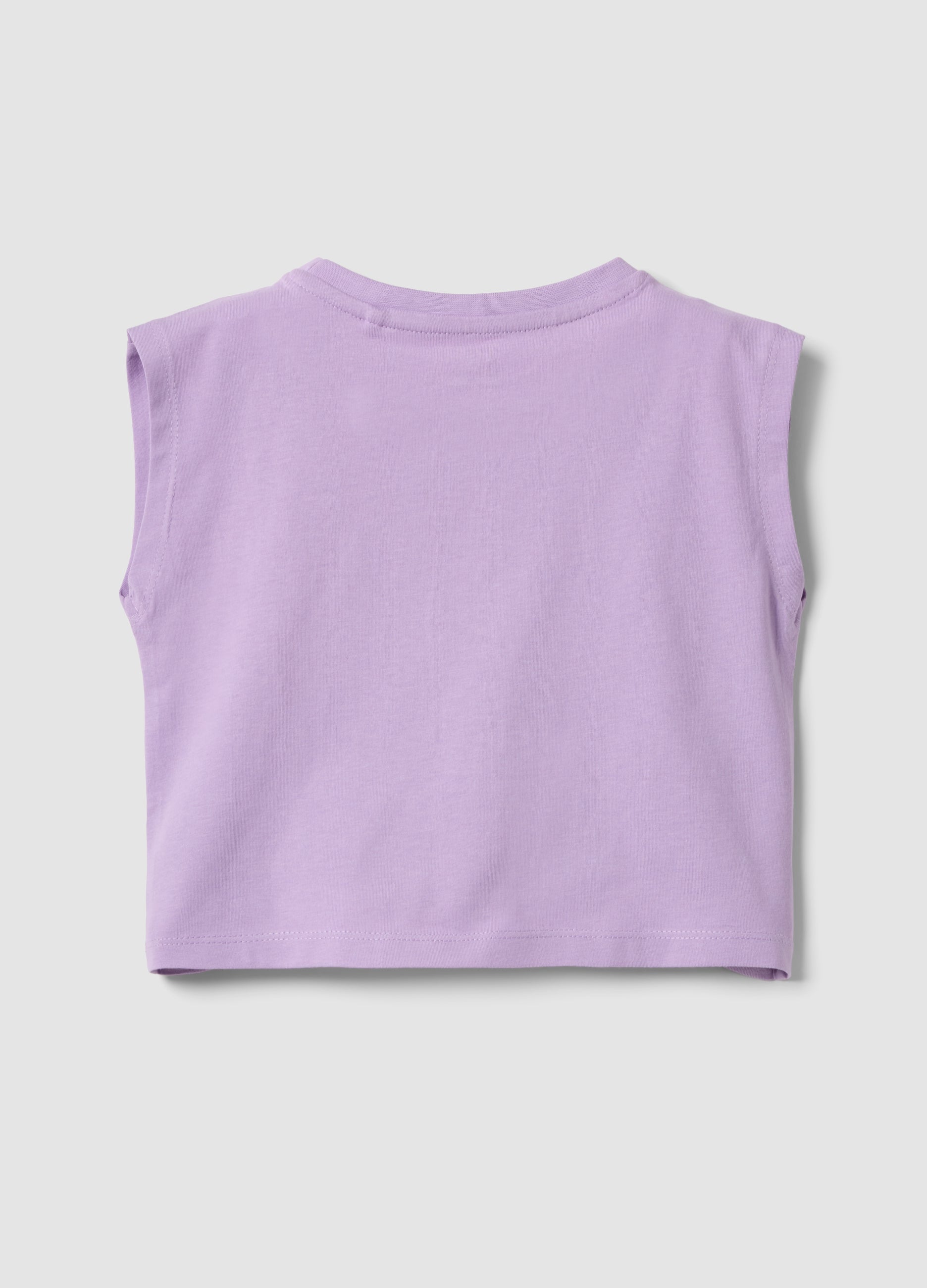 OVS Purple Pure Cotton Tank Top With Tropical Print