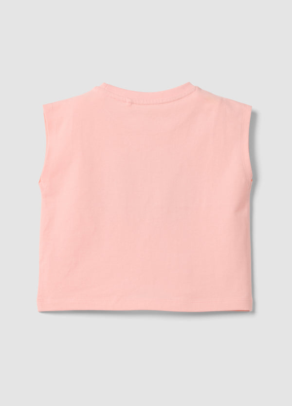 OVS Pink Pure Cotton Vest Top With Rainbow Print