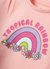 OVS Pink Pure Cotton Vest Top With Rainbow Print