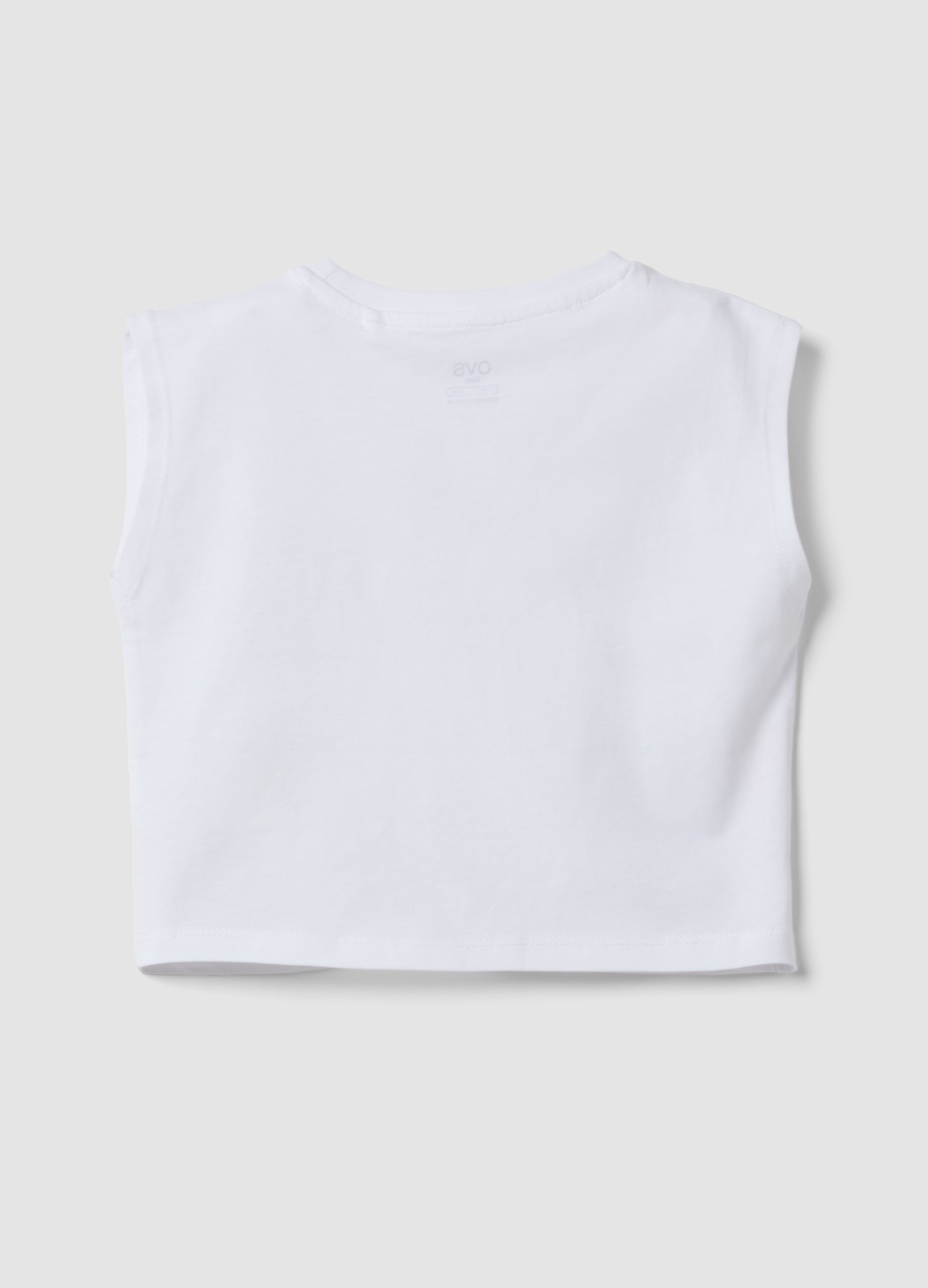 OVS White Pure Cotton Tank Top With Tropical Print