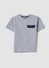 OVS Blue Striped Stretch Cotton T-Shirt
