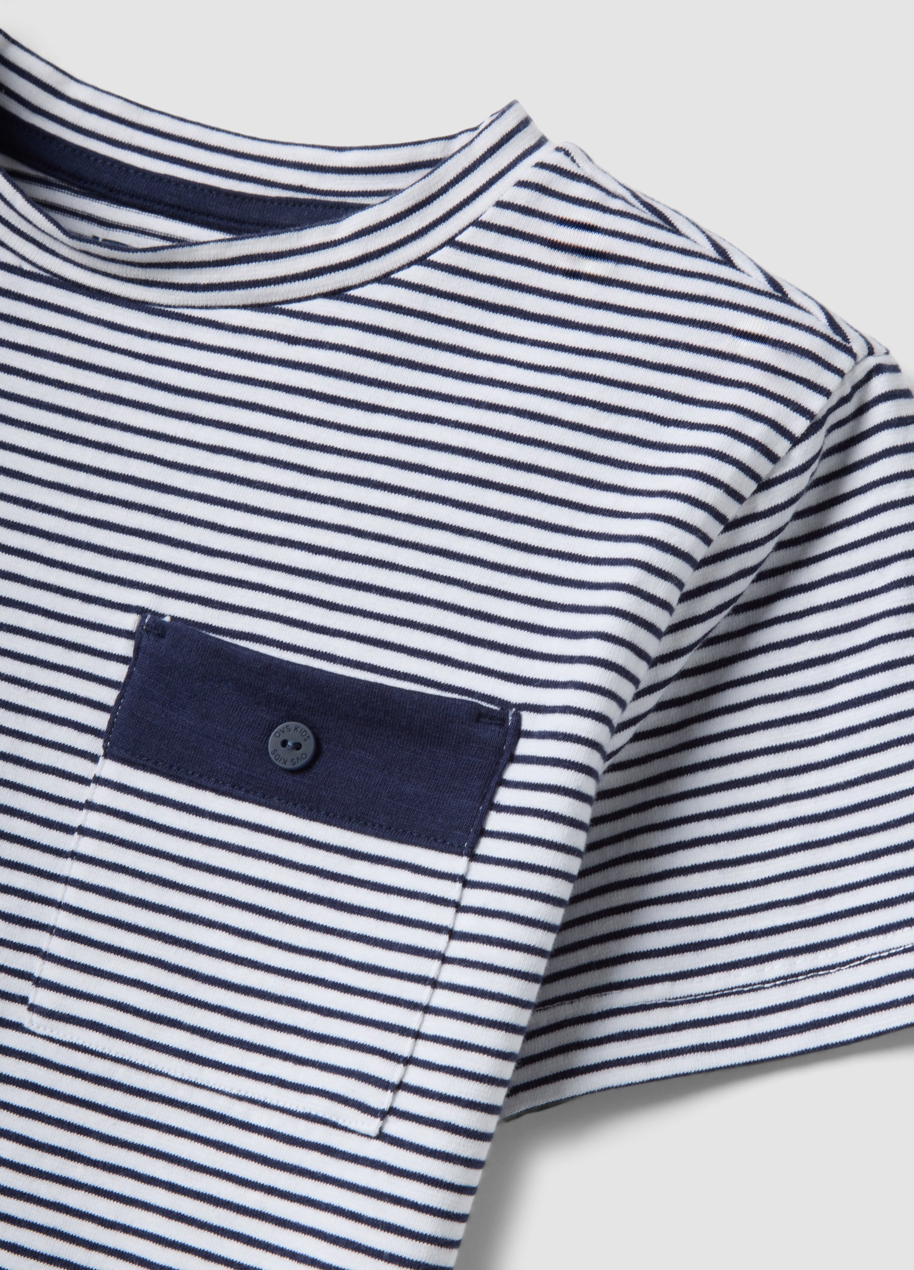 OVS Blue Striped Stretch Cotton T-Shirt