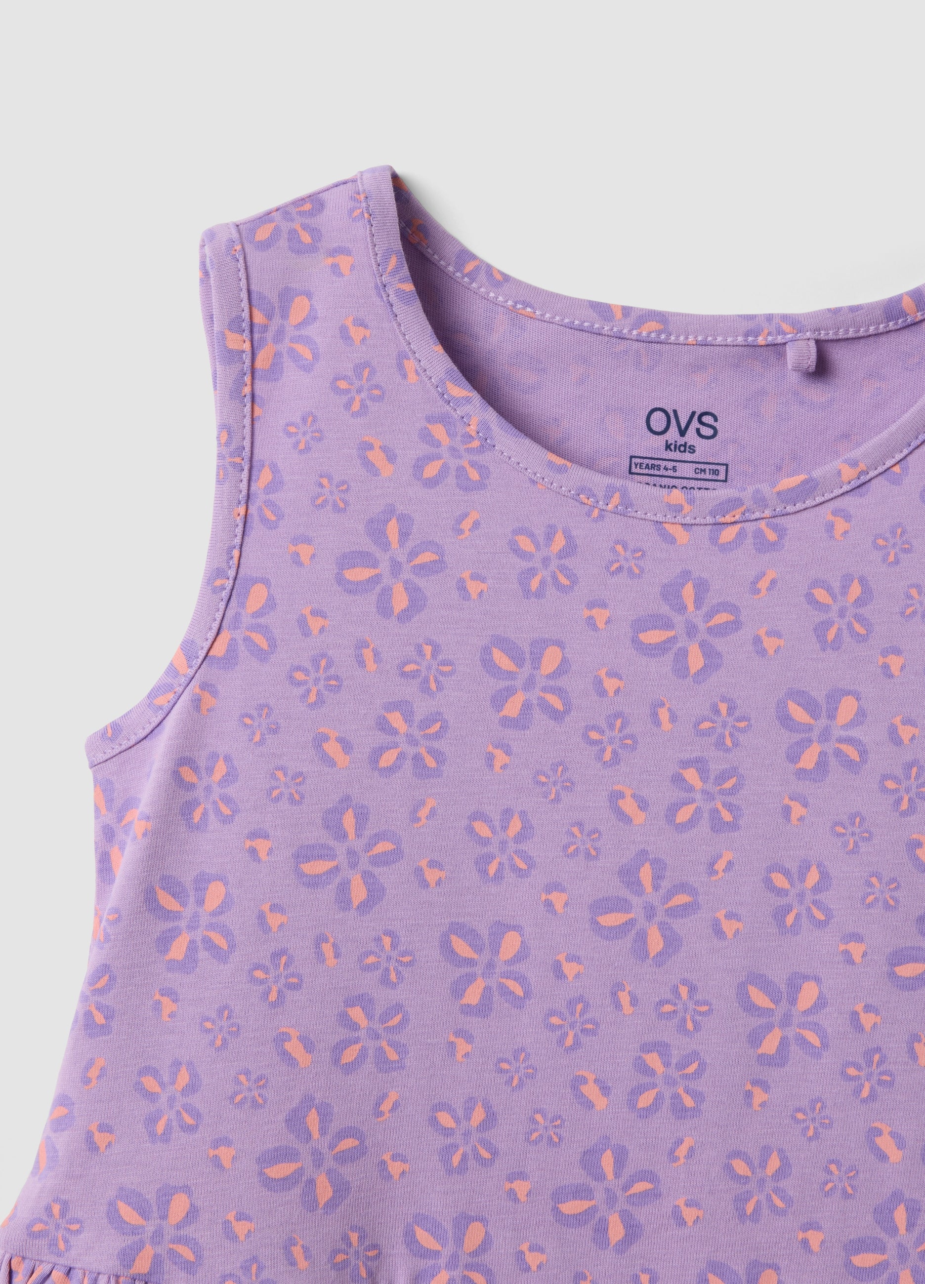 OVS Purple Pure Cotton Dress With Floral Print