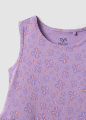 OVS Purple Pure Cotton Dress With Floral Print