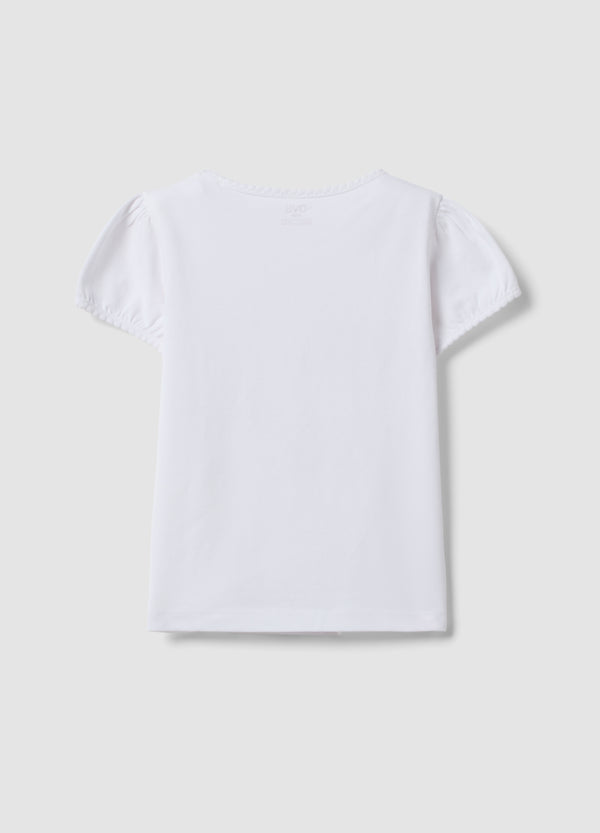 OVS White Stretch Cotton T-Shirt With Seaside Print