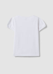 OVS White Stretch Cotton T-Shirt With Seaside Print
