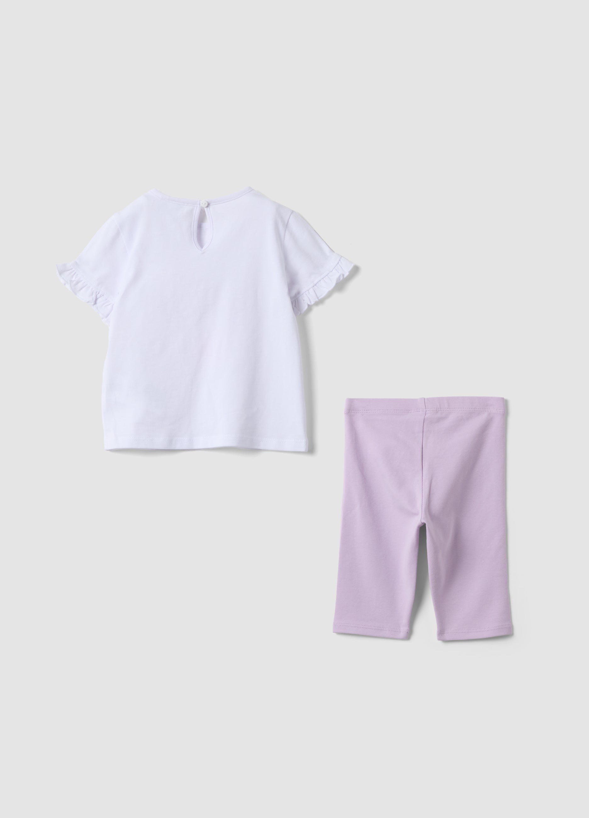 OVS White And Pink Pure Cotton Set With T-Shirt And Leggings