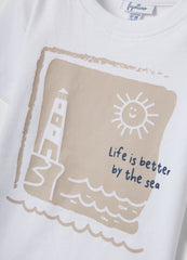 OVS White Organic Cotton Short-Sleeve Printed T-Shirt