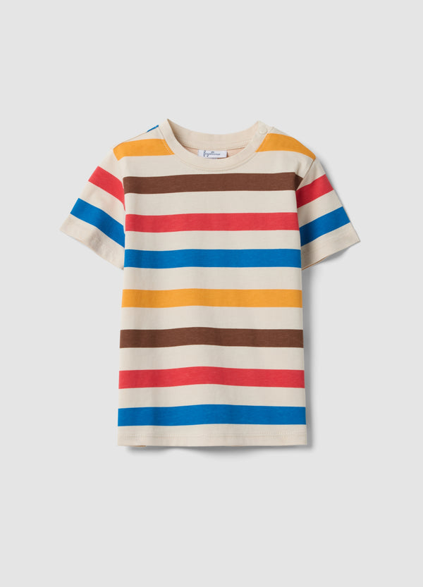 OVS Beige Striped Organic Cotton T-Shirt