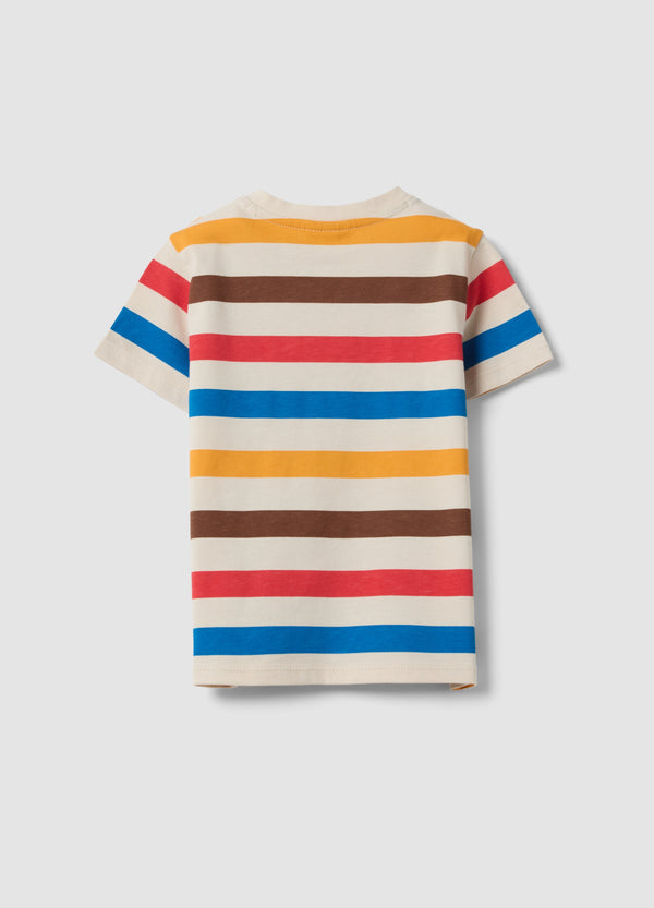 OVS Beige Striped Organic Cotton T-Shirt