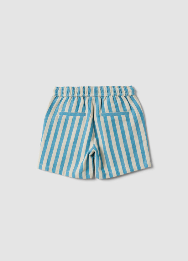 OVS Blue Striped Pure Cotton Straight-Fit Shorts For Baby Boys