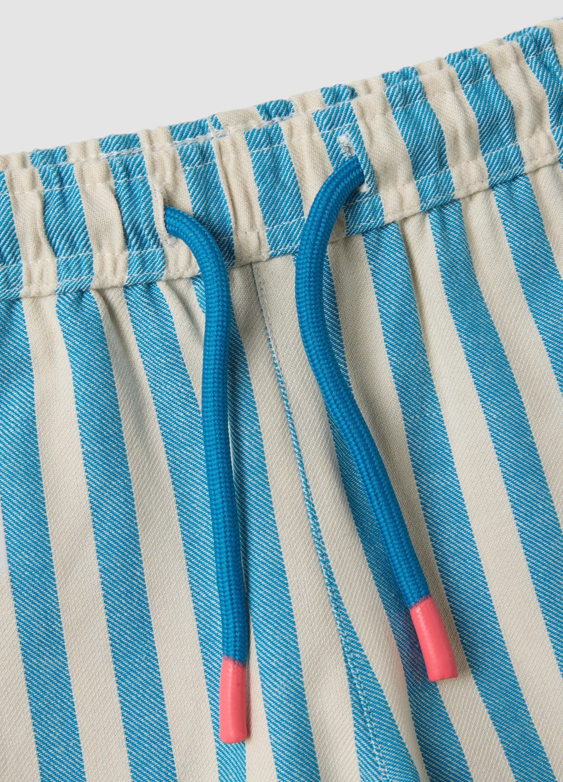 OVS Blue Striped Pure Cotton Straight-Fit Shorts For Baby Boys