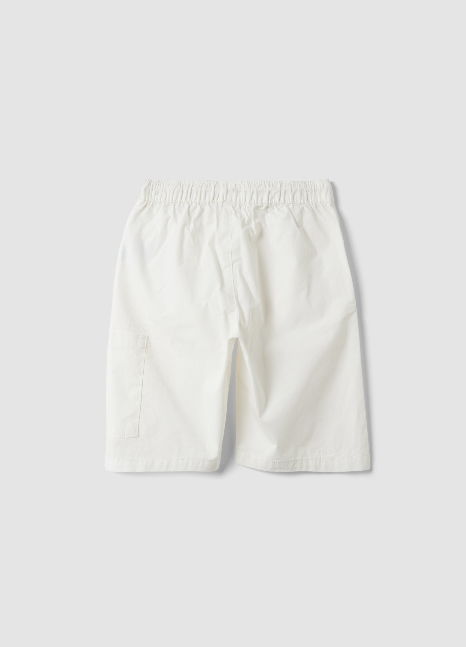OVS White Stretch Cotton Shorts With Elasticated Waistband
