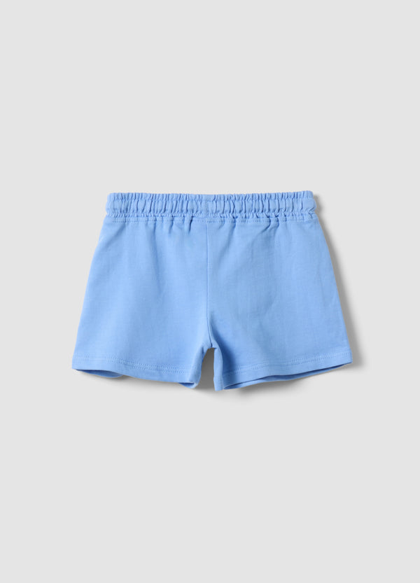 OVS Girls Light Blue Pure Cotton Shorts, Regular Fit