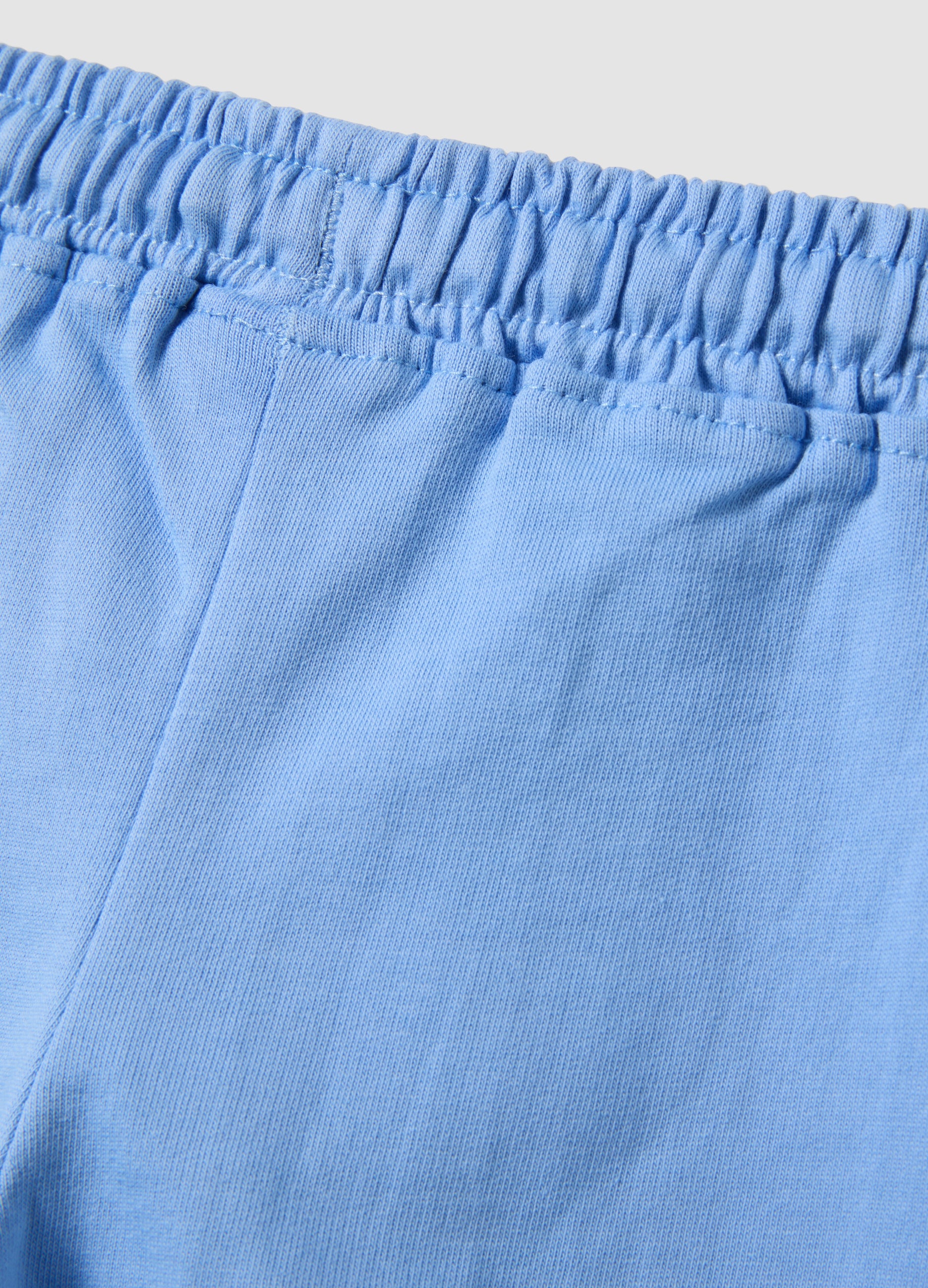 OVS Girls Light Blue Pure Cotton Shorts, Regular Fit