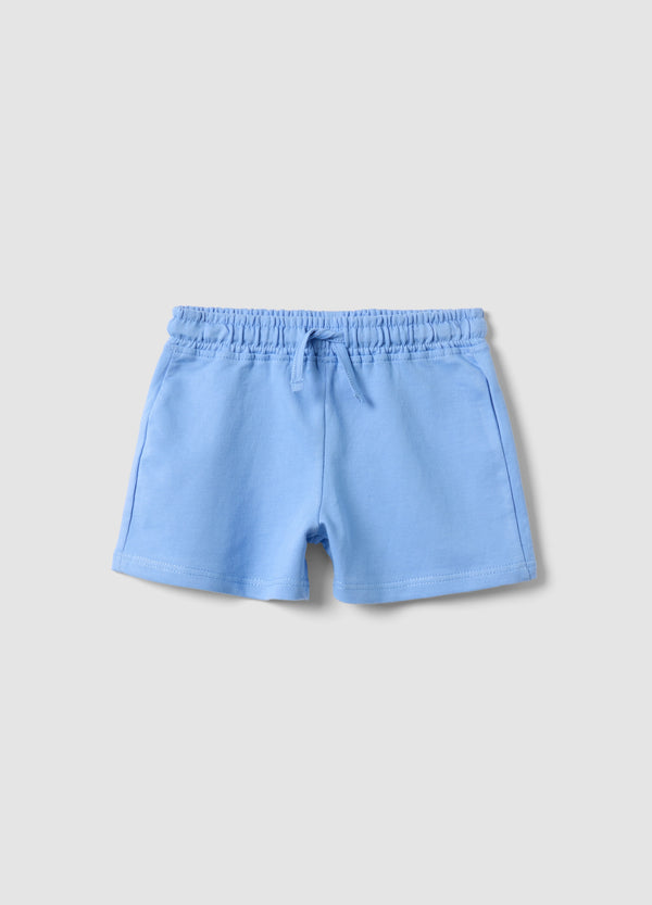 OVS Girls Light Blue Pure Cotton Shorts, Regular Fit