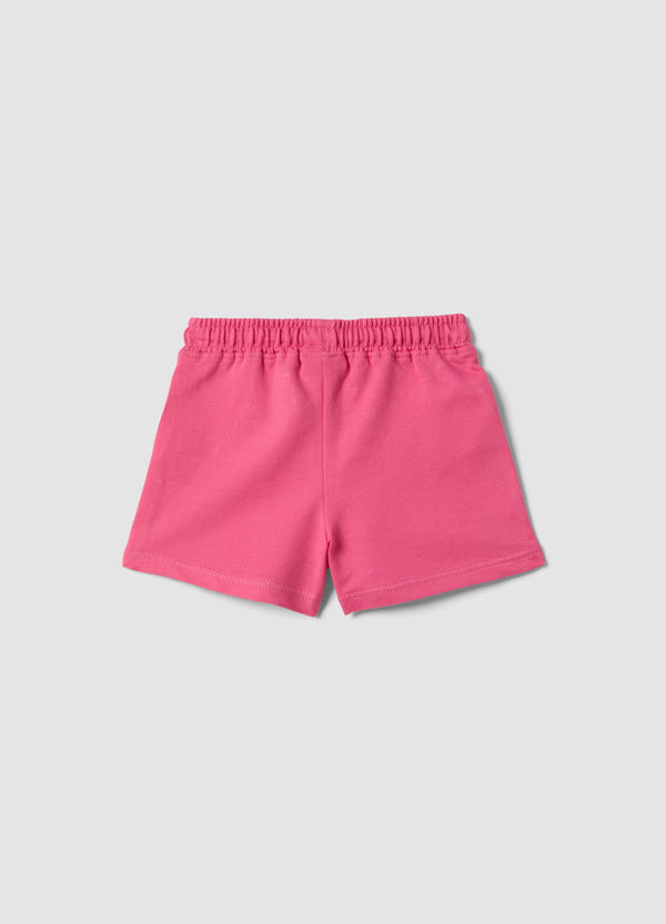 OVS Girls Pink Pure Cotton Shorts, Regular Fit