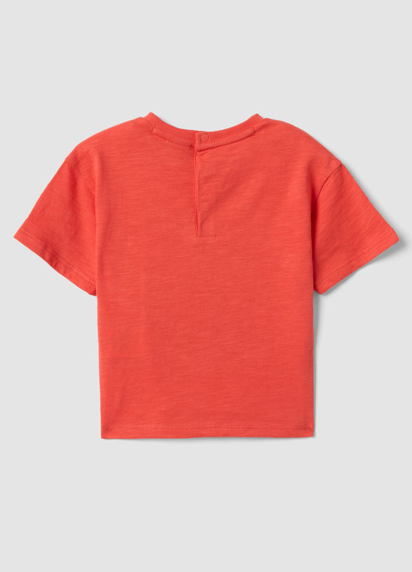 OVS Red Short-Sleeve Pure Cotton Oversized Fit T-Shirt For Baby Boy