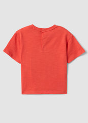 OVS Red Short-Sleeve Pure Cotton Oversized Fit T-Shirt For Baby Boy