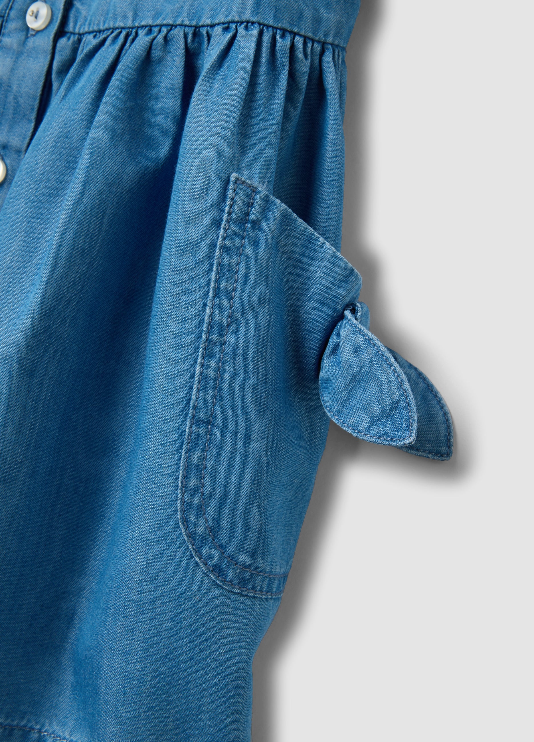 OVS Light Blue Denim Dress In A Cotton And Lyocell Blend