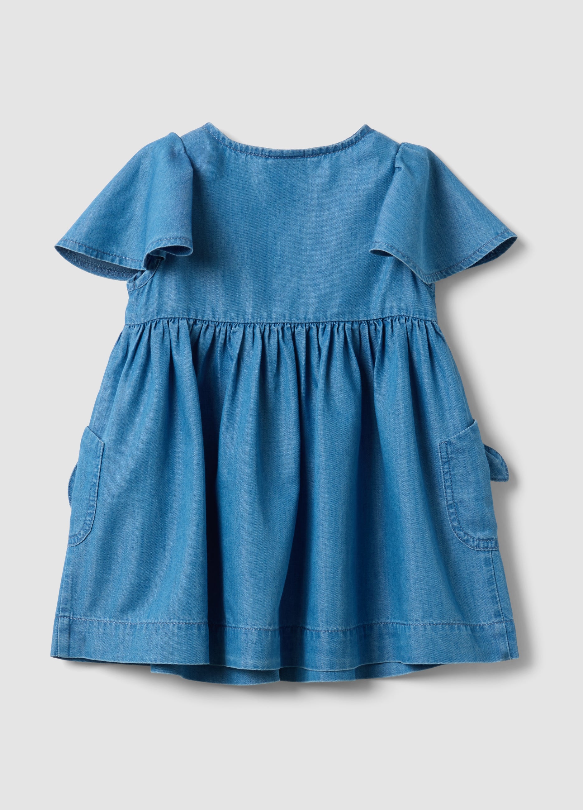OVS Light Blue Denim Dress In A Cotton And Lyocell Blend