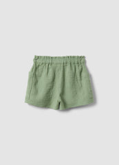 OVS Green Pure Cotton Shorts With Floral Embroidery For Baby Girl, Regular Fit