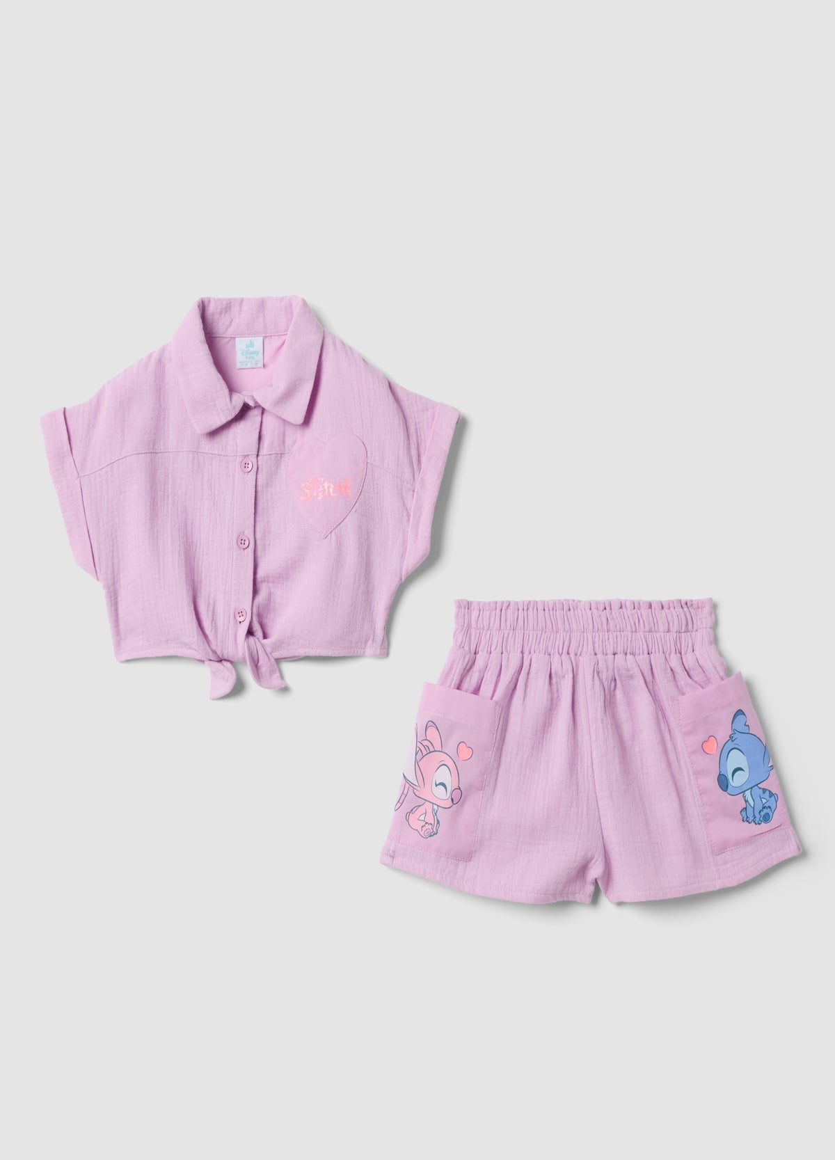 OVS Pink Pure Cotton Set With Short-Sleeved Shirt And Shorts