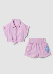 OVS Pink Pure Cotton Set With Short-Sleeved Shirt And Shorts