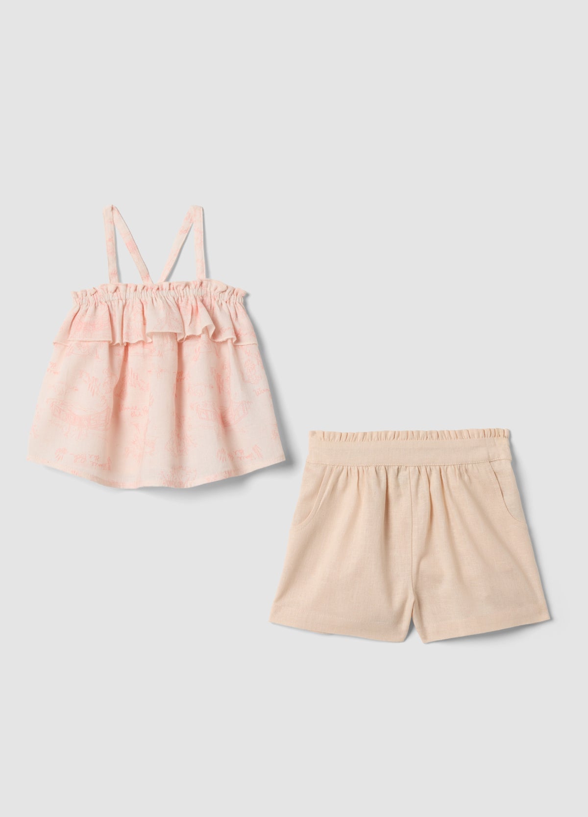 OVS Pink Pure Cotton Set With Top And Shorts
