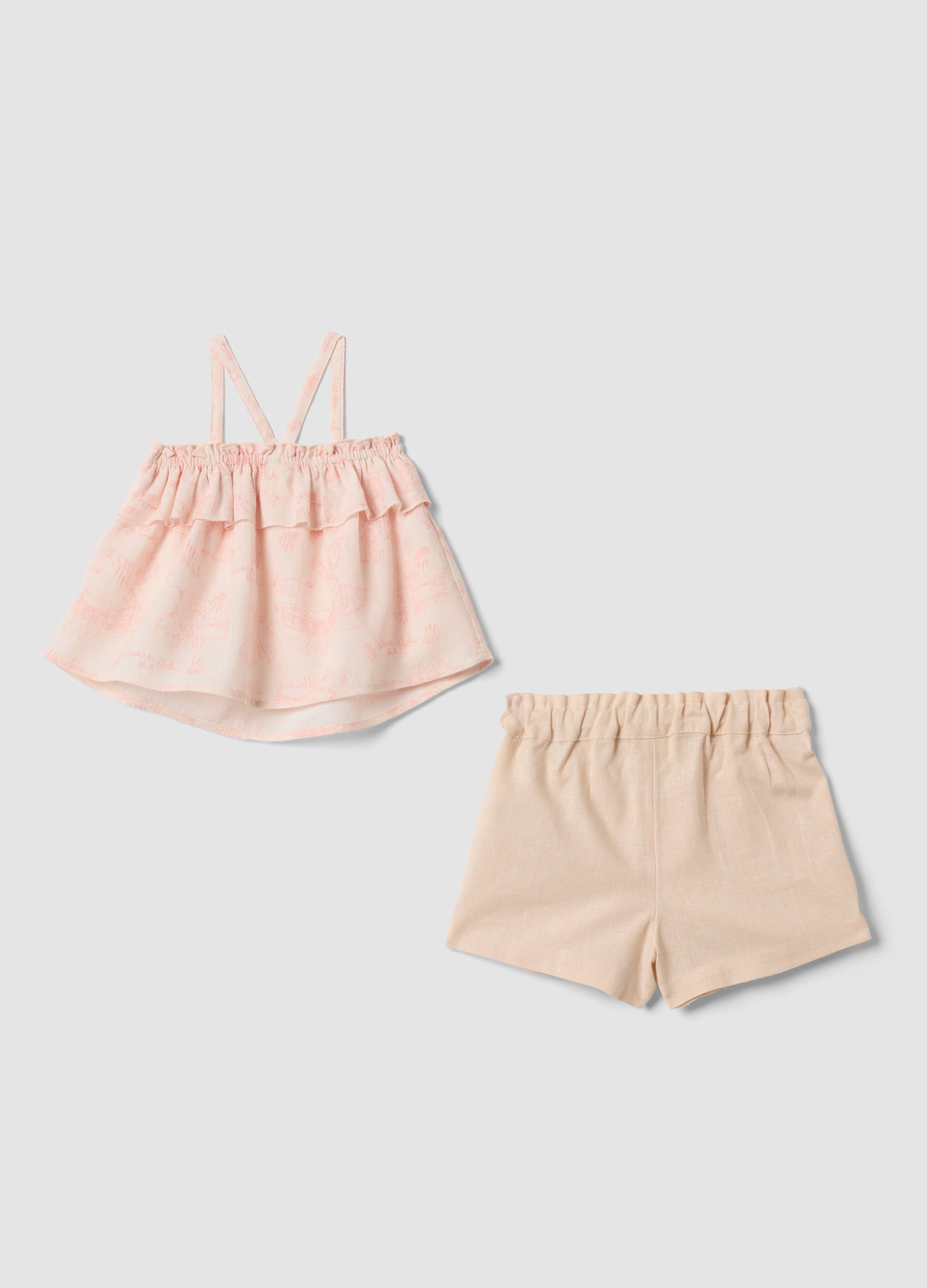 OVS Pink Pure Cotton Set With Top And Shorts