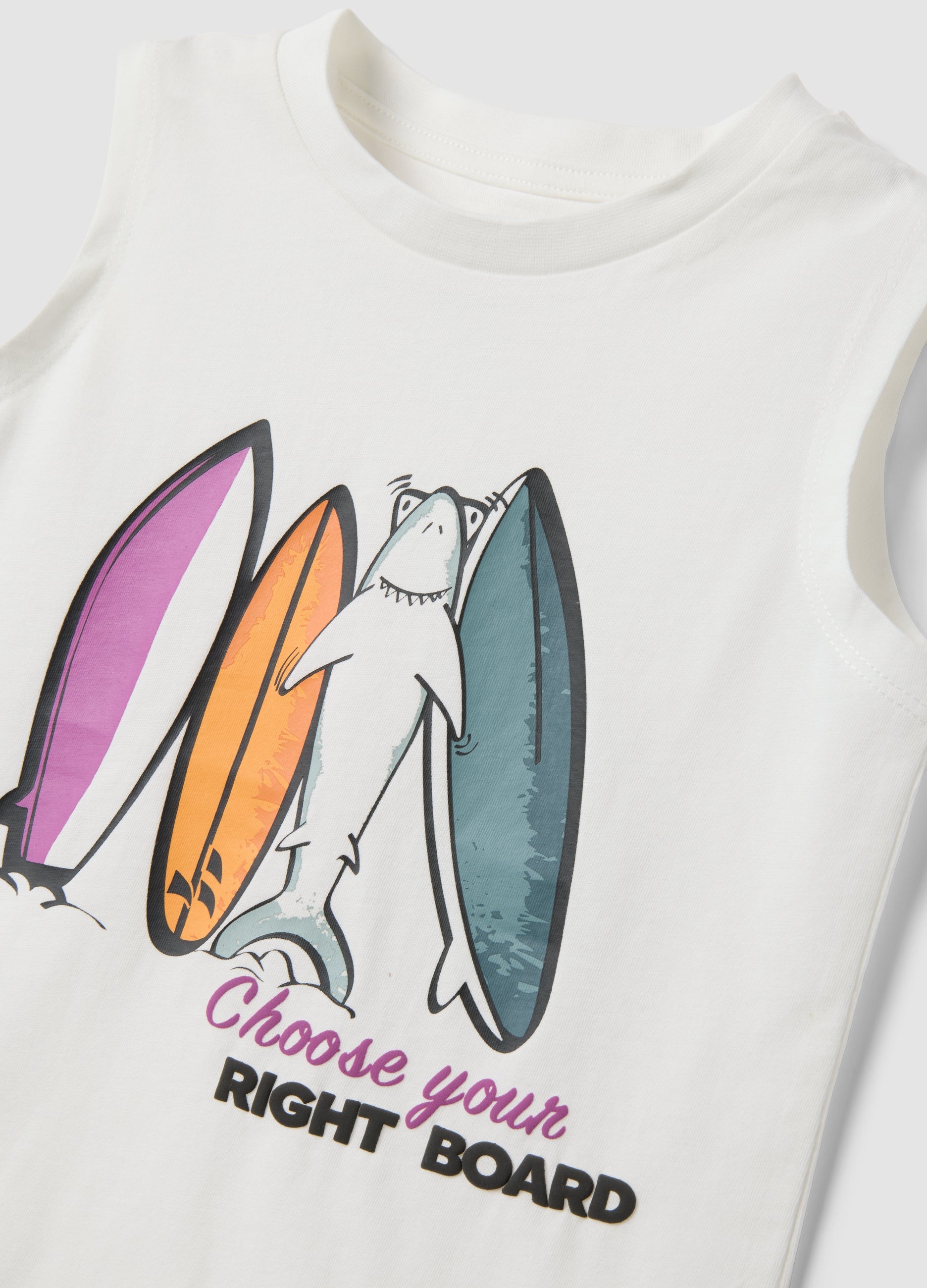 OVS White Pure Cotton Vest Top With Print