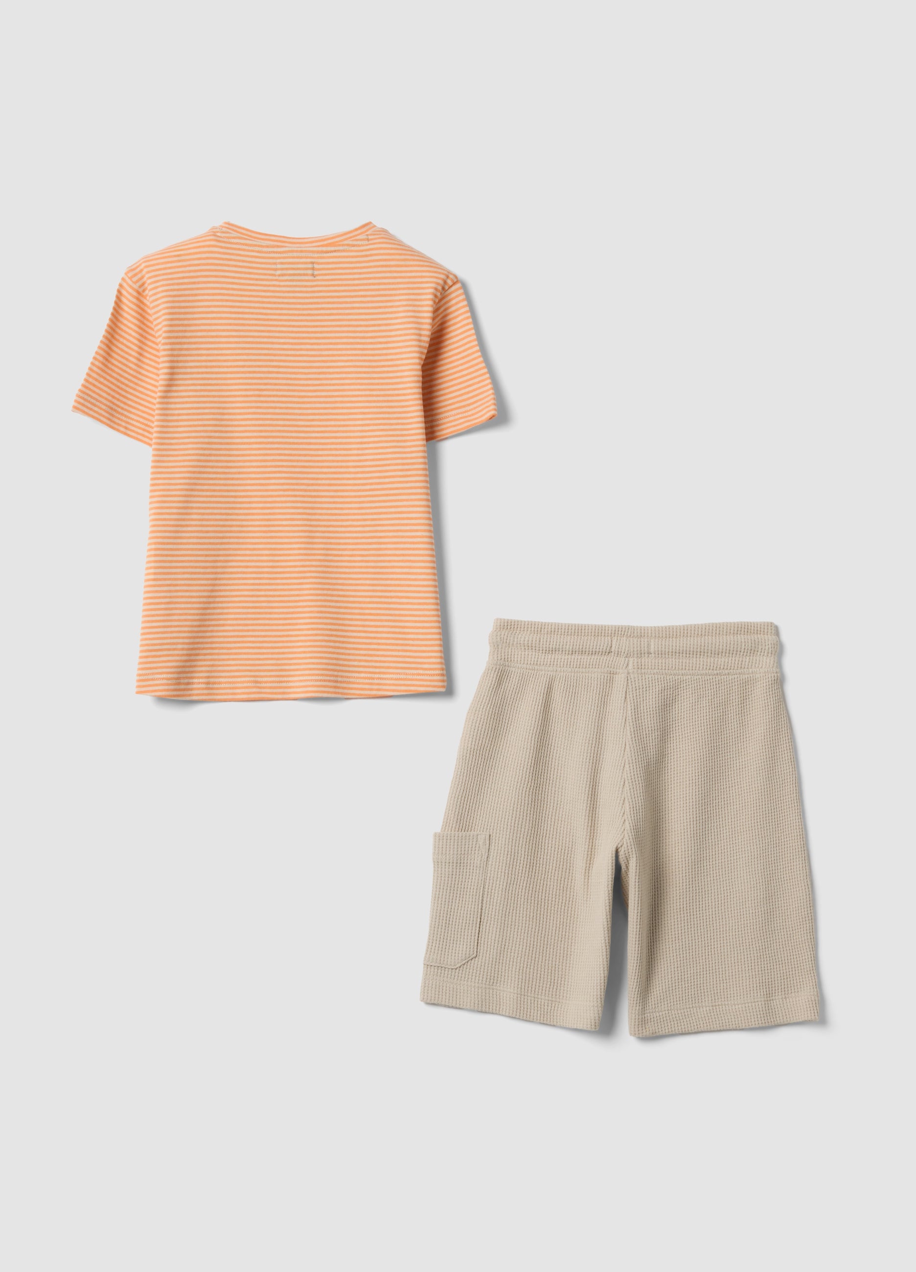 OVS Orange And Beige Cotton-Blend Set With T-Shirt And Shorts