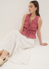 OVS Long White Broderie Anglaise Skirt In Pure Cotton