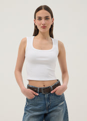 OVS White Stretch Cotton Tank Top