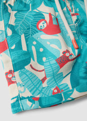 OVS Blue Viscose-Linen Blend Tropical Print Shorts For Boys, Regular Fit