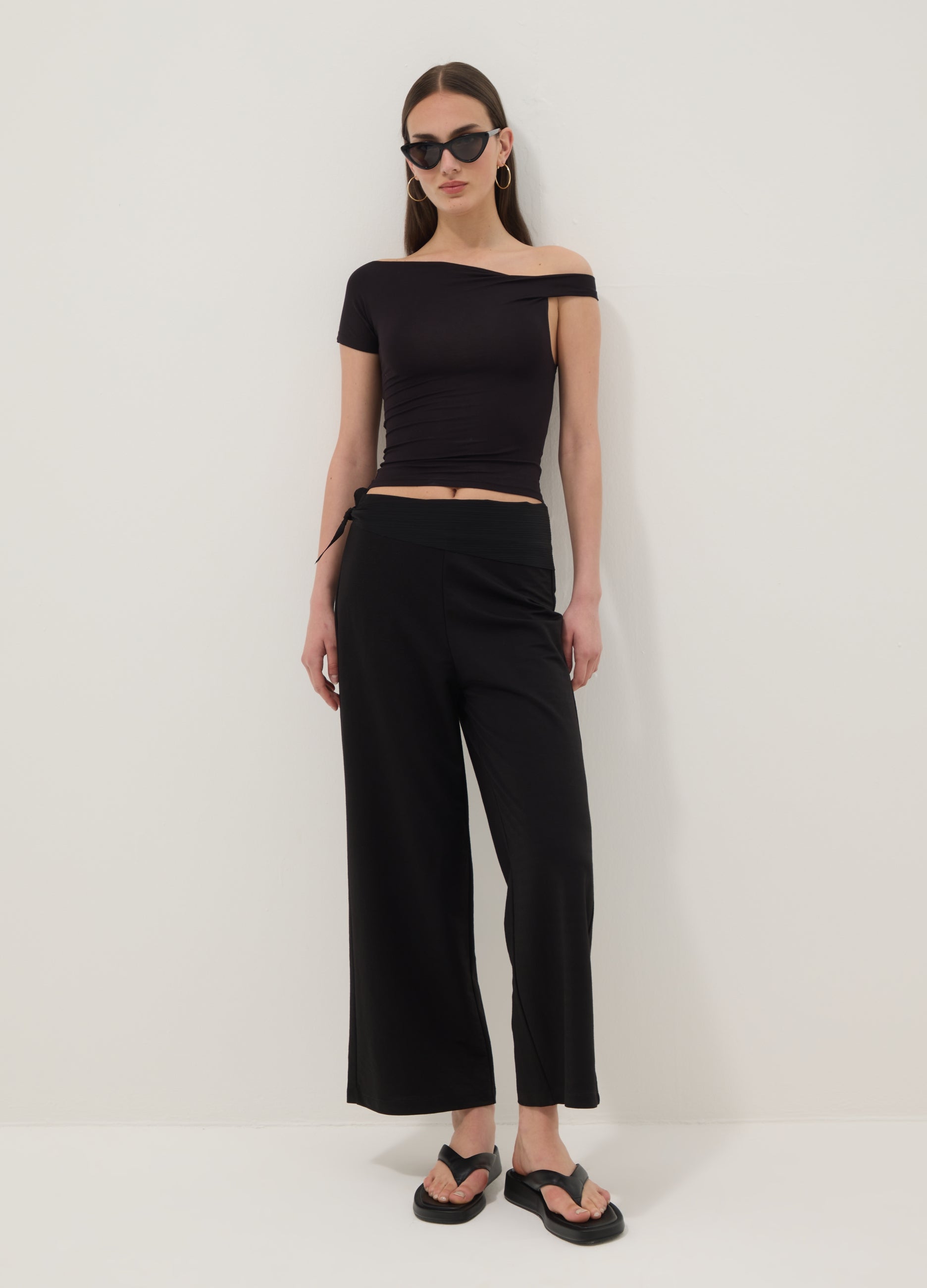 OVS Black Viscose-Blend Culotte Trousers