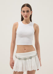 OVS White Cropped Stretch-Cotton Tank Top