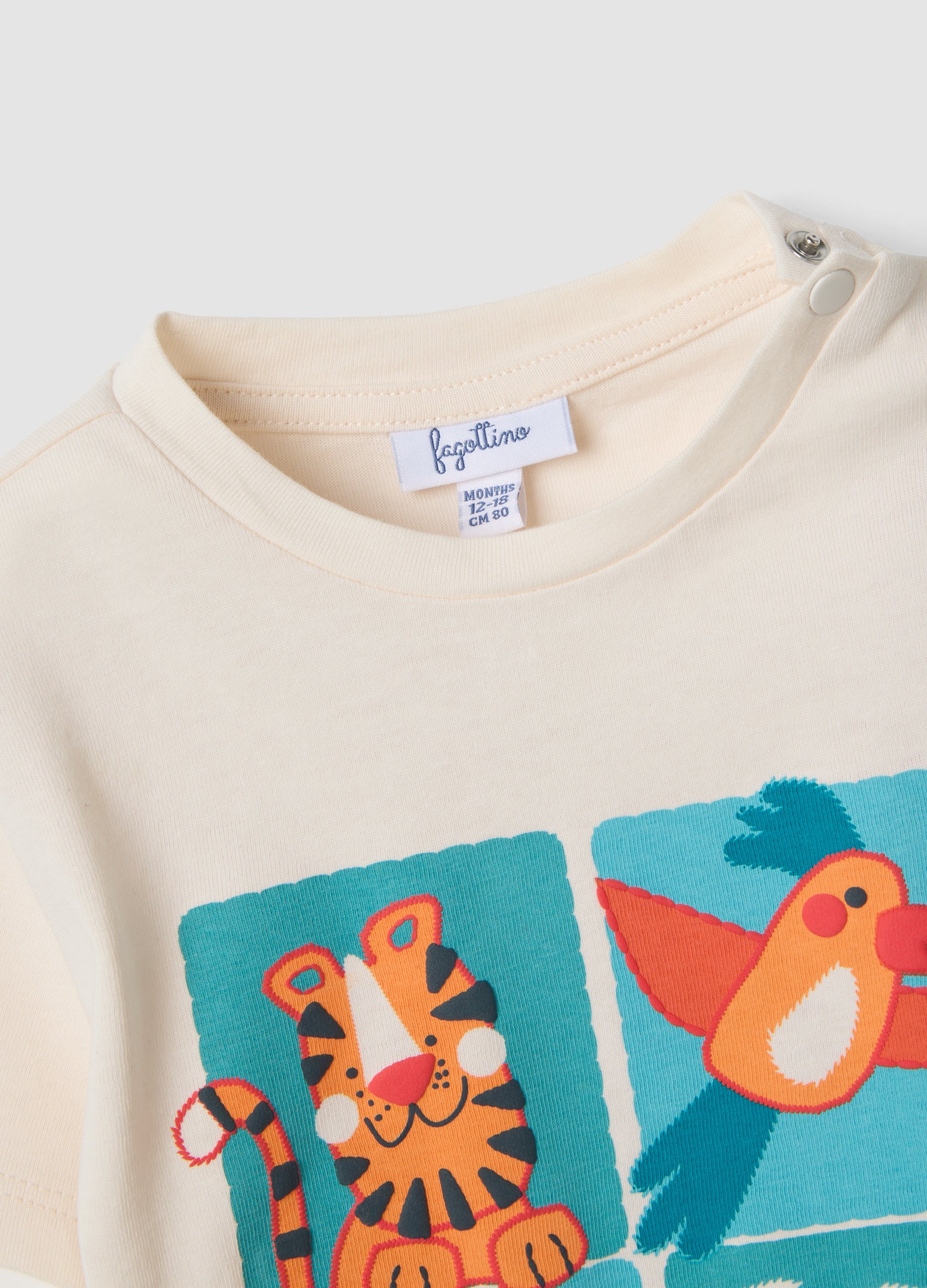 OVS Beige Pure Cotton T-Shirt And Shorts Set For Baby Boy, Regular Fit